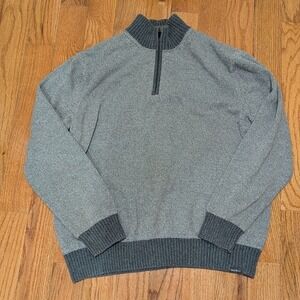 Heritage Quarter Zip Sweater Gray Cotton Preppy Eddie Bauer Large Ivy Yacht Club